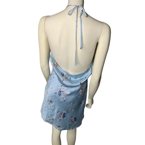 Cotton Candy LA Large Silky tie neck halter dress Empire waist Floral print - Picture 3 of 5